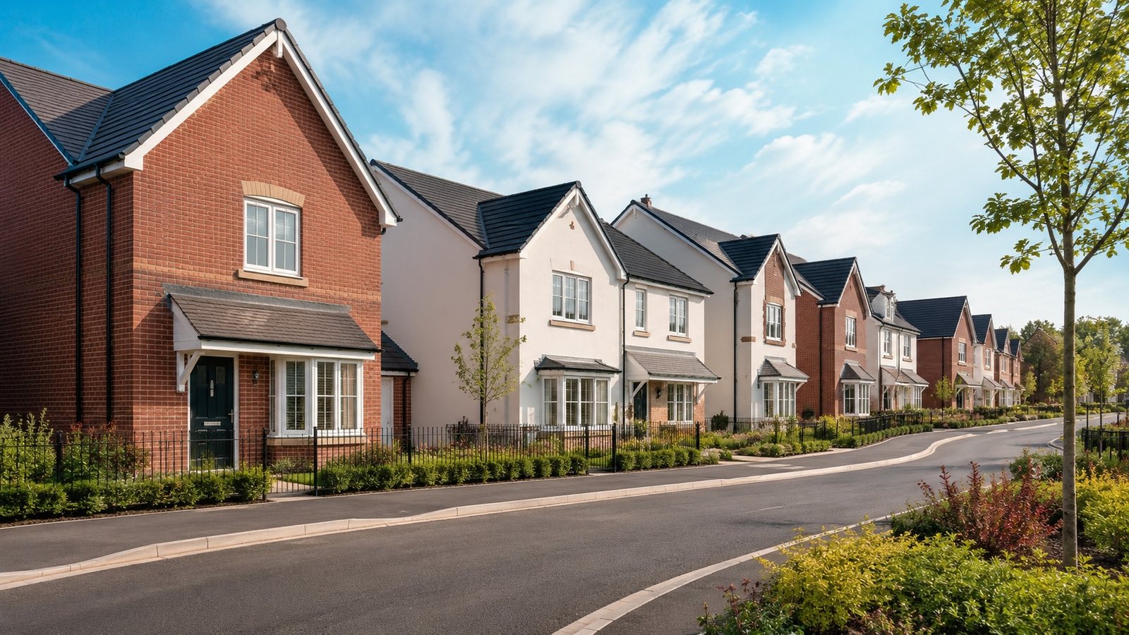 New-build housing estate streetscene